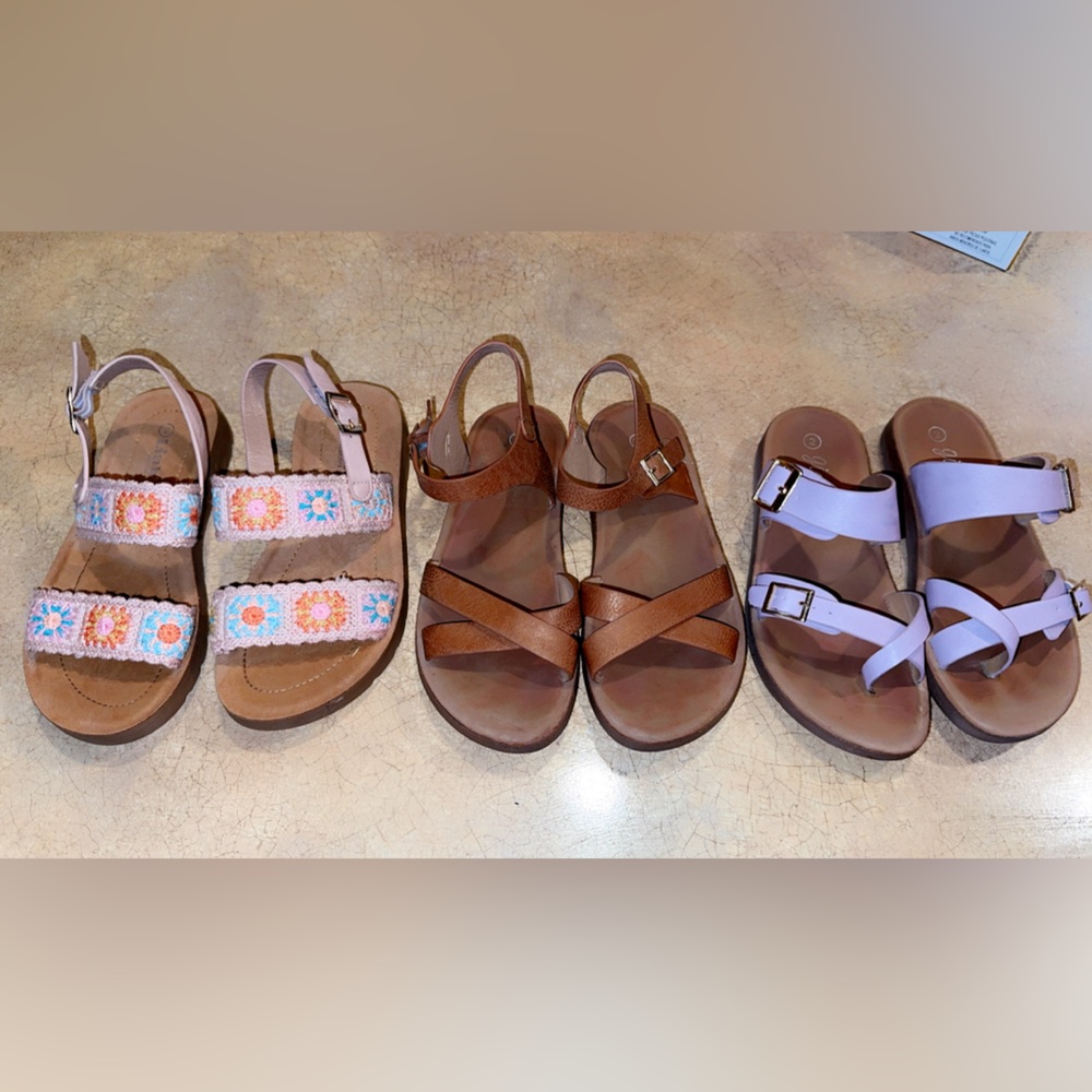 Girls Brown , light pink and purple  Sandals bundle